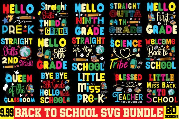 Back to School SVG Bundle: 20 Designs