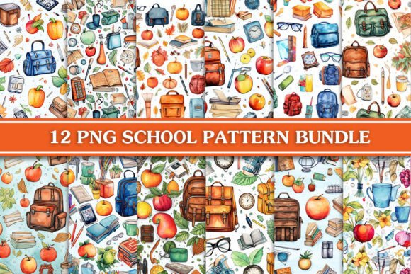 Back to School Watercolor Pattern Bundle: A Creative Resource for Educators, Designers & Small Business Owners